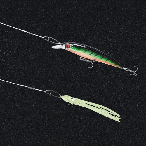 Vista 5 de Líderes de pesca de fluorocarbono 100% de 50 libras, 10/20 unidades, agua salada/agua dulce, línea líder de fluorocarbono de 20 pulgadas con giro