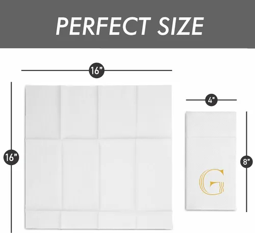 Vista 3 de Paquete de 50 servilletas con monograma con bolsillo para cubiertos, 16 x 16 pulgadas, servilletas desechables de lino con letra B, servilletas