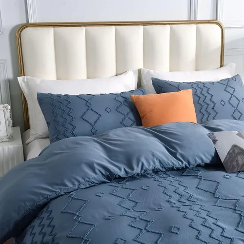 Vista 7 de Lekesky Funda de edredón azul tamaño Queen, funda de edredón bohemia para todas las estaciones, 3 piezas de microfibra ultra suave transpirable