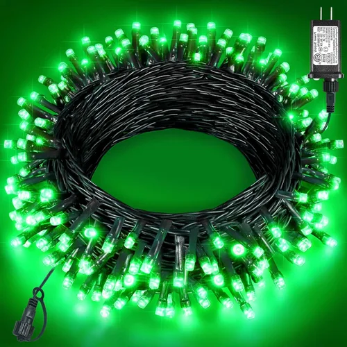Vista 25 de Tira de luces LED de Navidad de 40 pies con 120 luces LED para exteriores, impermeables, 8 modos, cadena de alambre verde, luces parpadeantes