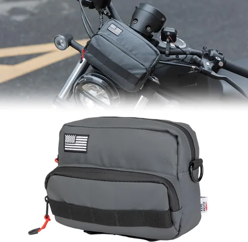 Vista 8 de KEMIMOTO Bolsa para manillar de motocicleta con cubierta impermeable, bolsa universal para bicicleta, bolsa de herramientas para manillar compatible