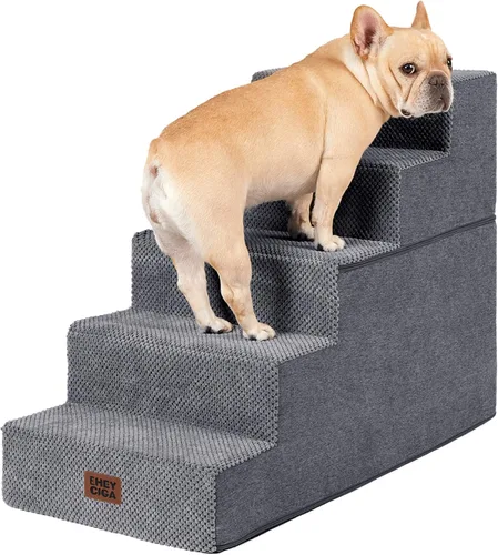 Vista 27 de EHEYCIGA Escaleras para perros pequeños de 16.5" de altura, escalones de 3 peldaños extra anchos para perros para sofá y silla, escalones para 2-Gris