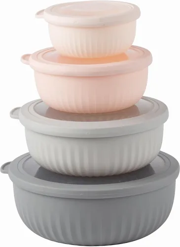 Vista 38 de COOK WITH COLOR - Juego de tazones de preparación profundos con tapas, para mezclar, de plástico, pequeños y apilables (color negro degradado)