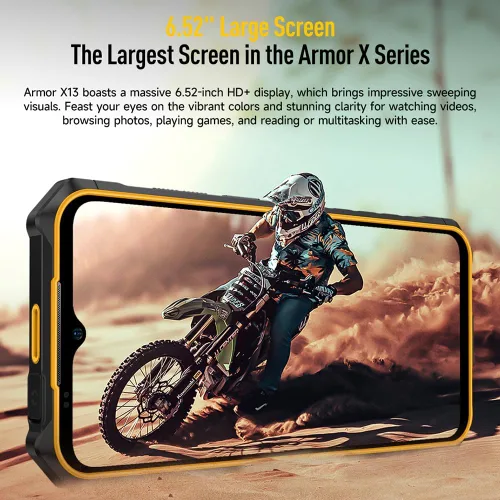 Vista 6 de Ulefone Armor X13 12GB+64GB Smartphone resistente desbloqueado, MTK Helio G36 Android 14, cámara de visión nocturna de 50 MP+24 MP, 6.52 pulgadas