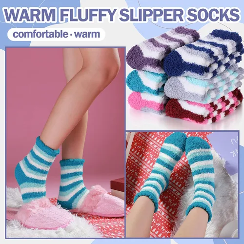 Vista 3 de ANTSANG Womens Fuzzy Socks Slipper Winter Fluffy Comfy Cozy Socks Cabin Warm Home Socks