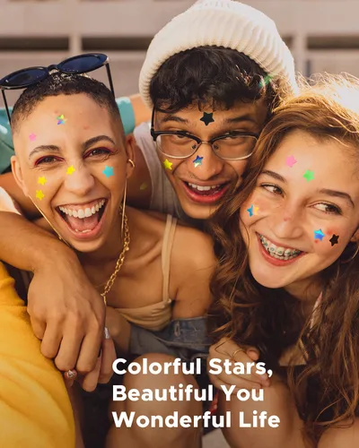 Vista 5 de LitBear - Parches para espinillas y acné, 6 colores, 168 puntos, parches estrella para espinillas con aceite de árbol de té y aceite de centella