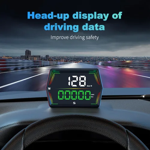 Vista 4 de HUD - Pantalla frontal para automóviles, velocímetro GPS digital universal, pantalla LED, alarma de sobrevelocidad, alerta de conducción fatigada