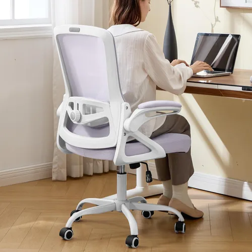 Vista 11 de Silla de oficina ergonómica, silla de escritorio con soporte lumbar ajustable, cómodas sillas de computadora de malla transpirable con reposabrazos