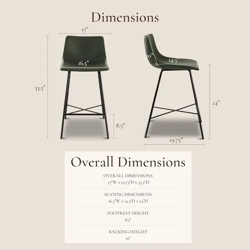 Vista 54 de POLY & BARK Paxton - Juego de 2 sillas de comedor modernas con respaldo bajo, tapicería de piel sintética y base de acero negro mate, asiento cómodo