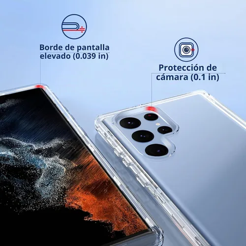 Vista 6 de ULAK Funda resistente compatible con Galaxy S22 Ultra 5G, purpurina brillo claro
