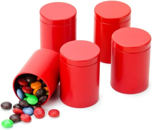 Vista 7 de Caja de lata pequeña con tapas herméticas para almacenamiento de café, té, caramelos, hojas sueltas, té, latas de té, 5 unidades (cinco colores, S)