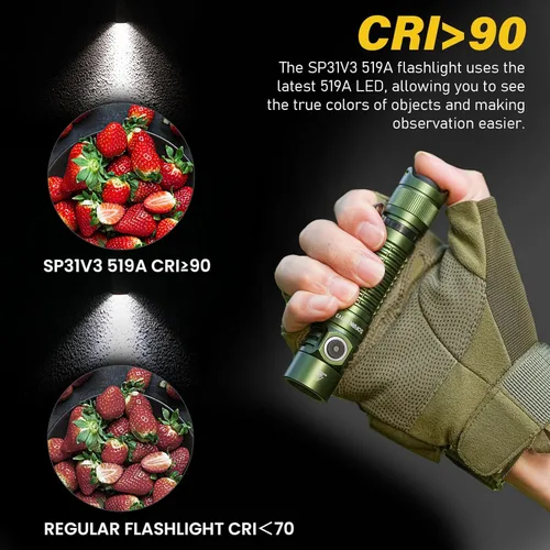 Vista 2 de Linterna de bolsillo Sofirn SP31 V3.0 recargable, linterna táctica de 1200 lúmenes de alto brillo con potente LED, interruptores duales y circuito