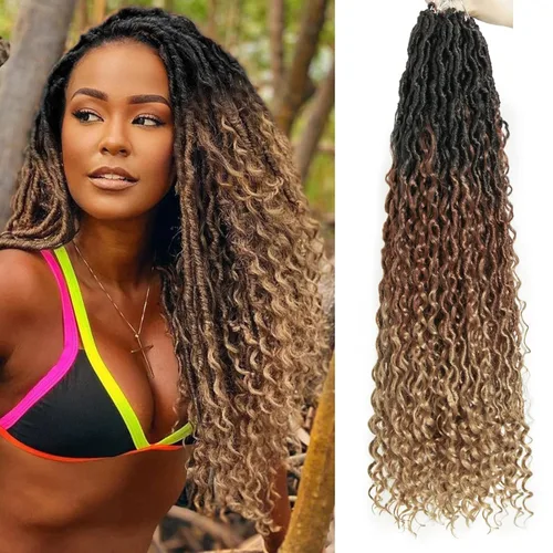 Vista 73 de Goddess Locs - Rastas de cabello corto rizado bohemio sintético de 10 pulgadas, paquete de 8 paquetes de trenzas de ganchillo preenrolladas