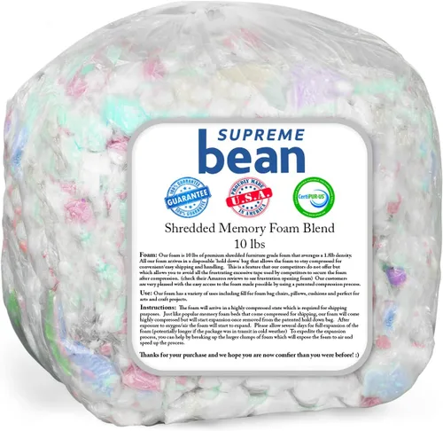 Vista 10 de Supreme Bean Relleno de espuma para puf, tumbonas y flotadores de piscina, 75 L, color blanco con boquilla de cremallera EZ-Pour