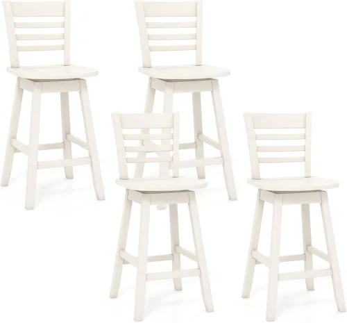 Vista 12 de Giantex Juego de 2 taburetes de bar de 24.5 pulgadas, taburetes de bar giratorios de granja con respaldo hueco de 6 rejillas y asiento ergonómico