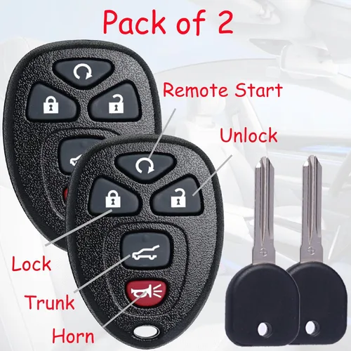 Vista 6 de Llavero Transpondedor de Entrada sin Llave Llave de Encendido Compatible con Chevy Traverse Tahoe Suburban 2007-2014 / GMC Acadia Yukon / Buick