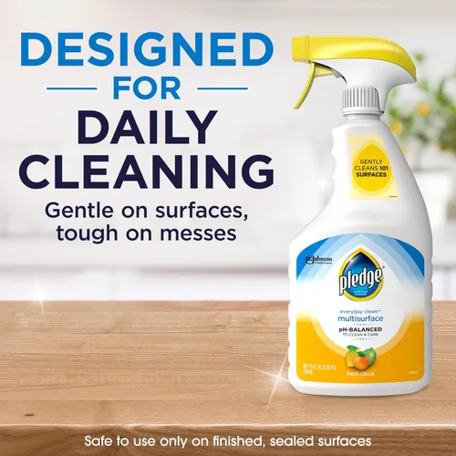 Vista 2 de Pledge Spray limpiador multisuperficie con pH equilibrado para el cuidado diario, aroma cítrico fresco, 25 onzas