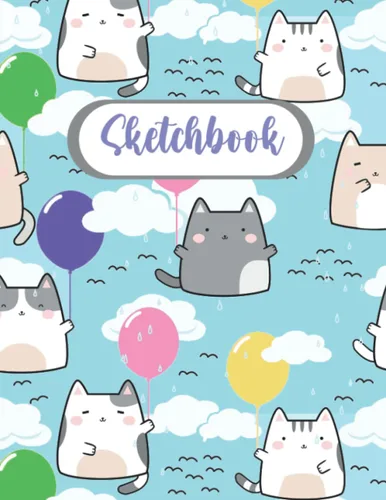 Kawaii Sketchbook For Kids Cute Cat Kawaii Large Sketchbook And Notebook For Drawing, Doodling, Writing & Sketching Large Drawing Book 100 Pages