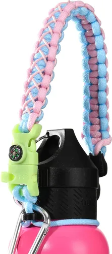 Vista 14 de Asa de cuerda de paracaídas para botellas Hydroflask 2.0 de boca ancha y estándar, con nuevo soporte de anillo de seguridad, 12oz - 64oz