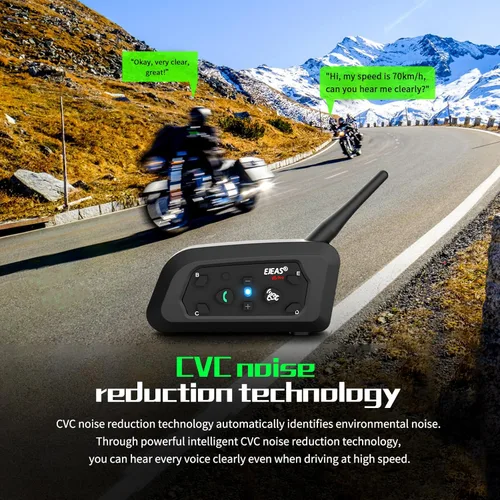 Vista 5 de EJEAS Casco de motocicleta Bluetooth V6 Pro, 2 vías 1200M sistema de comunicación de intercomunicación de motocicleta para esquí/ATV/Dirt