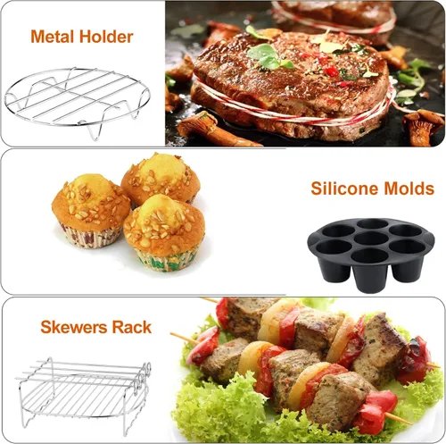 Vista 3 de Accesorios para freidora de aire Ninja Chefman COSORI Ninja Gourmia Dash Power XL 3.6 4.2 5.8QT, 12 piezas de accesorios para freidora de aire