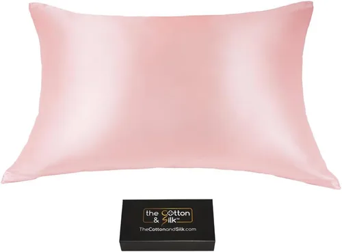 Vista 36 de Funda de almohada de seda de morera 22 Momme (cierre envolvente en la parte posterior), colección elegante, tamaño Queen, caramelo + crema
