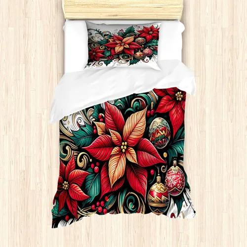 Vista 39 de Ambesonne Hawaii - Juego de funda de edredón de verano, palmeras y hojas exóticas de helecho, fondo colorido abstracto, juego de ropa de cama