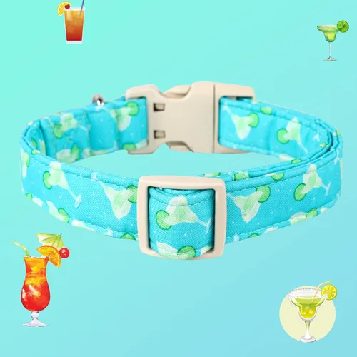 Vista 198 de DOGWONG Collar de algodón y cáñamo para perros, collar rosado resistente ajustable de tela natural suave para mascotas, lindo collar de boda