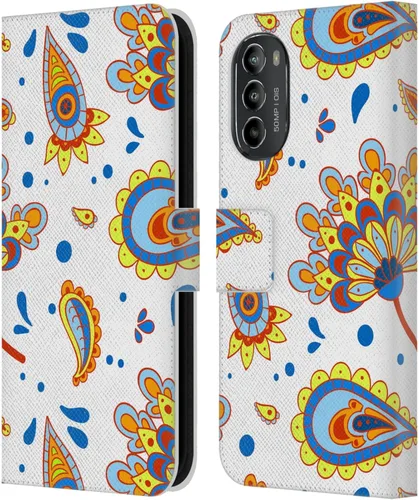 Vista 7 de Head Case Designs Officially Licensed Haroulita Blue Flower Cute Flower Pattern Leather Book Wallet Case Cover Compatible with Motorola Moto G82 5G