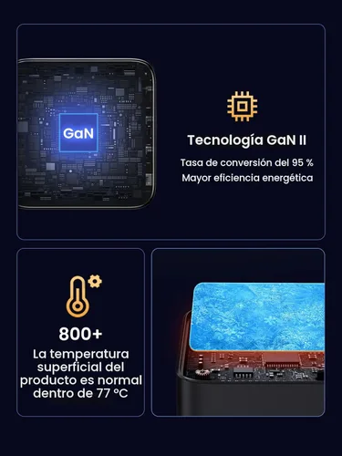 Vista 9 de UGREEN Nexode Cargador USB C GaN de 100W, Adaptador de Corriente Rápido Compacto Plegable de 4 Puertos para Cargador de Laptop para MacBook Pro/Air