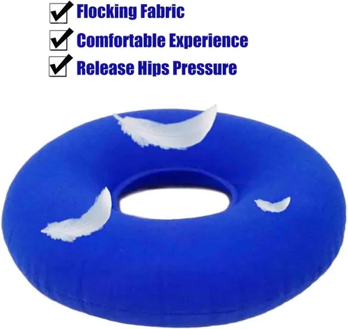 Vista 3 de Paquete de 2 almohadas en forma de dona, cojín inflable para el dolor de coxis, cojín de asiento para hemorroides, cojín de asiento redondo