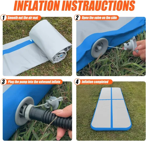 Vista 4 de SUDOO Gymnastics Air Mat 8.2ft/10ft/13ft/16ft Inflatable Air Tumble Track Mat 4" Thick Tumbling Mat With Pump/No Pump for Training Tumble Yoga