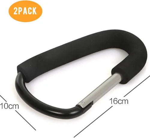 Vista 2 de TGOOD Ganchos para cochecito, 2 paquetes XL de 6.3 in (6.3 pulgadas) de clips de gancho multiusos para bolsas de compras de mamá, bolsas de pañales