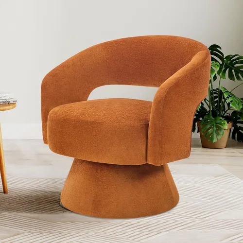 Vista 14 de Bonzy Home Silla Giratoria de Barril, Sillón de Acento de Terciopelo Silla Club Giratoria de 360 Grados para Sala de Estar Dormitorio Sala de Beige