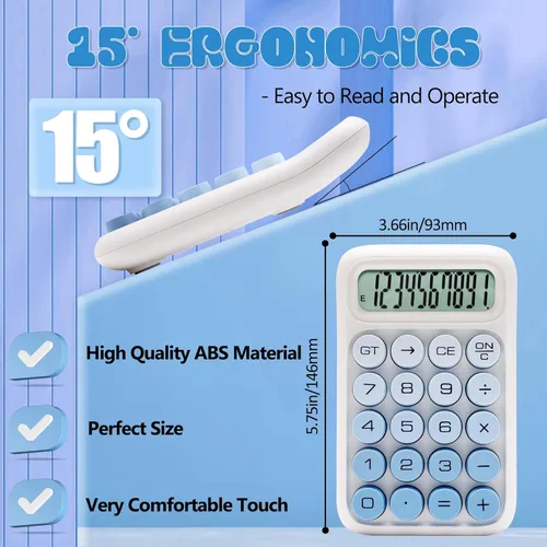 Vista 4 de Calculadora de Interruptor Mecánico, 10 Dígitos, Gran Pantalla LCD, Púrpura, Teclas Grandes, Estética