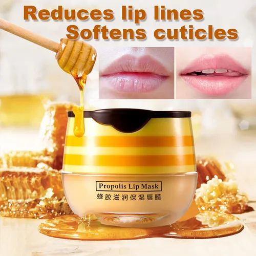 Vista 2 de 2 piezas de bálsamo labial de miel, mascarilla nocturna de propóleo con vitamina E hidratante, reduce eficazmente las líneas de los labios, previene