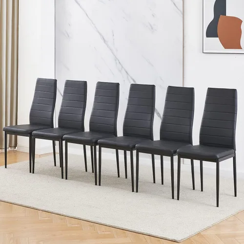 Vista 17 de Moderna mesa de comedor negra de 5 piezas con sillas para 4 personas, mesa de comedor de vidrio templado y sillas de cocina, juego de 4 piezas