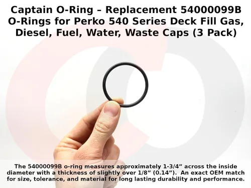 Vista 3 de Captain O-Ring 54000099B - Juntas tóricas de repuesto para tapas de llenado de cubierta Perko serie 540 para gas, diesel, combustible, agua