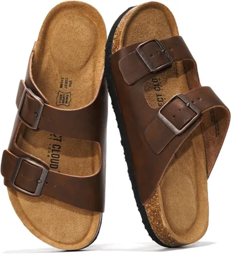 Vista 20 de Project Cloud - Sandalias planas de cuero auténtico para mujer, esenciales para la playa, sandalias de espuma viscoelástica, esenciales