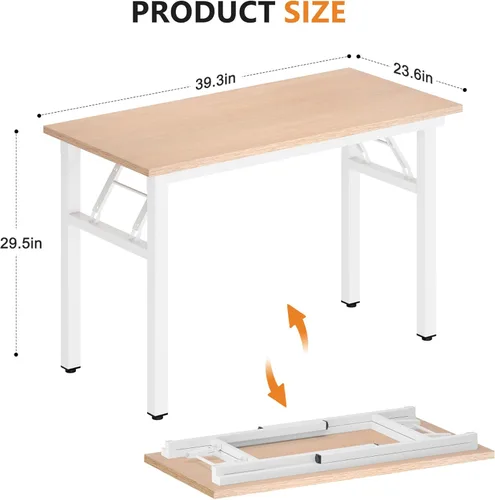Vista 269 de DlandHome Escritorio plegable pequeño de 31.5 pulgadas, escritorio de computadora para oficina en casa, mesa plegable para espacios pequeños,