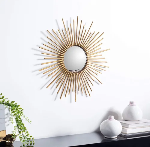Vista 4 de Safavieh Home Collection Rosaland 24-inch Gold Sunburst Round Mirror