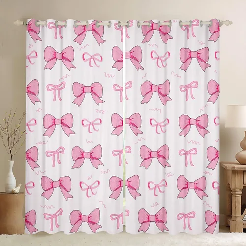 Vista 13 de Cortinas de decoración con lazo para niñas, estilo princesa de ensueño, para niños, 30% a 50% opacas, cortinas de ventana para dormitorio, acuarela