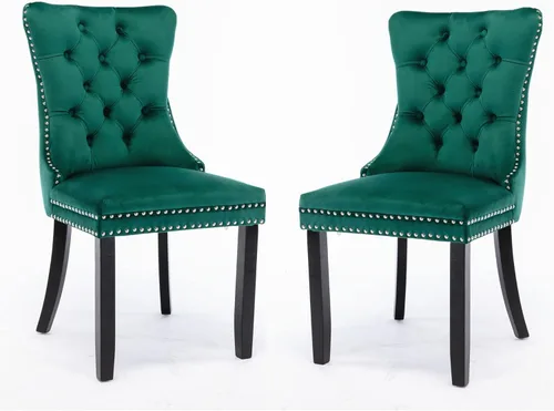 Vista 161 de Juego de 2 sillas de comedor modernas para sala de estar, cocina, patas de madera maciza, cojín acolchado de tela de lino, asiento y respaldo