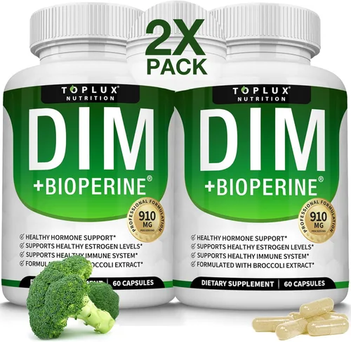 Vista 9 de Dim Supplement 910 mg Plus BioPerine Complex - Diindolilmetano para apoyar el equilibrio hormonal y el metabolismo del estrógeno, ayuda
