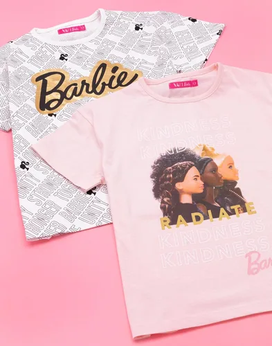 Vista 13 de Barbie Camiseta 2 Pack Niñas Niños Muñeca Logo Rayas Negro Y Blanco Top 3-4 Años, Negro