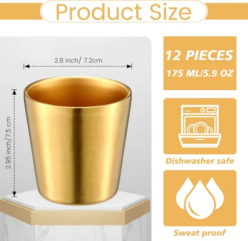 Vista 2 de Amyhill 12 Piezas Vasos de Acero Inoxidable de Doble Pared Vasos Tumbler Apilables Tazas de Metal para Beber Vasos Aislados para Beber Reutilizables