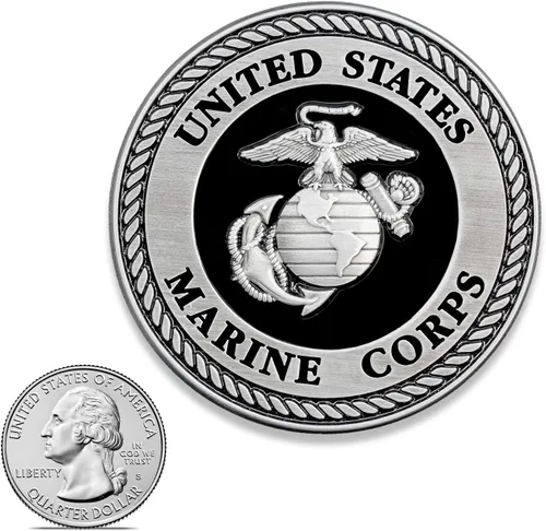 Vista 2 de Medalla USMC – 2.25 Pulgadas – Emblema de Cuerpo de Marines EGA de Águila, Globo y Ancla en Negro y Plata