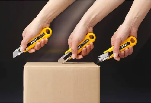 Vista 6 de OLFA Cuchillo utilitario de seguridad auto-retráctil (SK-4) – Cortador de caja semiautomático multiusos con hoja autoretráctil y mango
