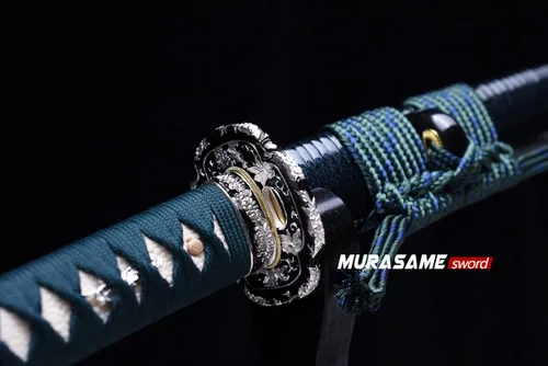 Vista 3 de MURASAME Katana Espada Samurái Real de 41 pulgadas, templada en arcilla, con un hermoso Hamon, muy afilada, hecha a mano en la parte superior
