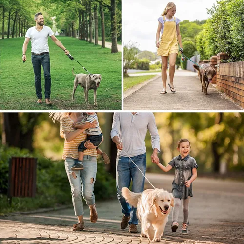 Vista 131 de Correa de perro de cuerda de 3 pies: correa resistente con gancho giratorio bloqueable, hilos reflectantes, bungee y asa acolchada - Correa